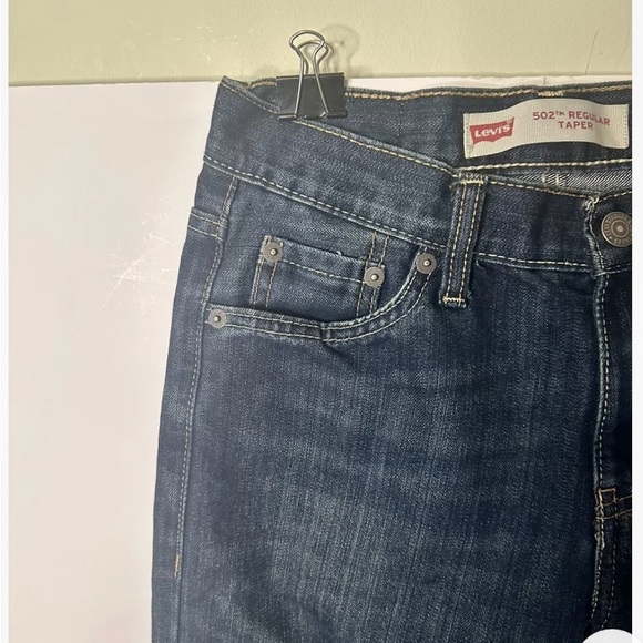 Levis 502 Jeans Regular Straight Leg Girls Sz 14 Jeans Measures 26x27 Dark Blue - Picture 4 of 13